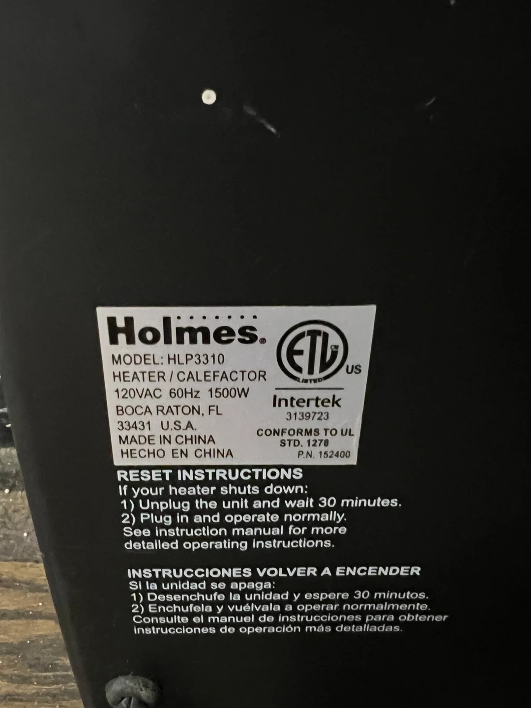 Holmes HLP3310 Heater / Calefactor - photo 5