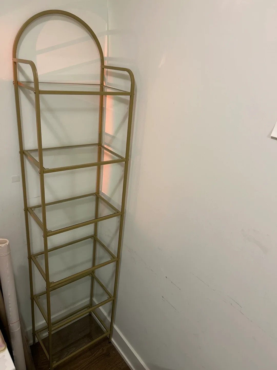 Gold Metal & Glass Shelving Unit image indicator(2)