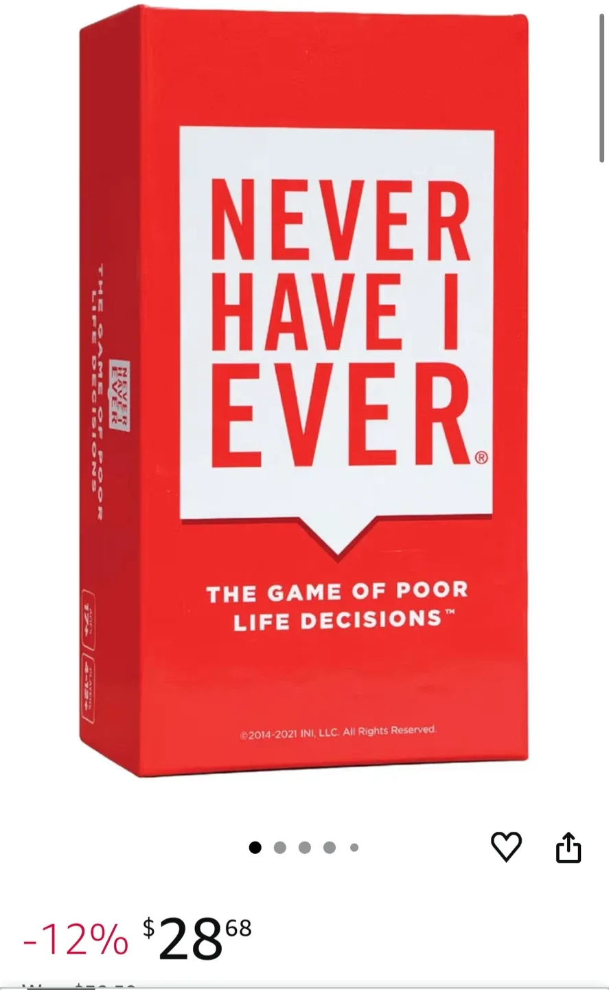 Never Have I Ever card/drinking game