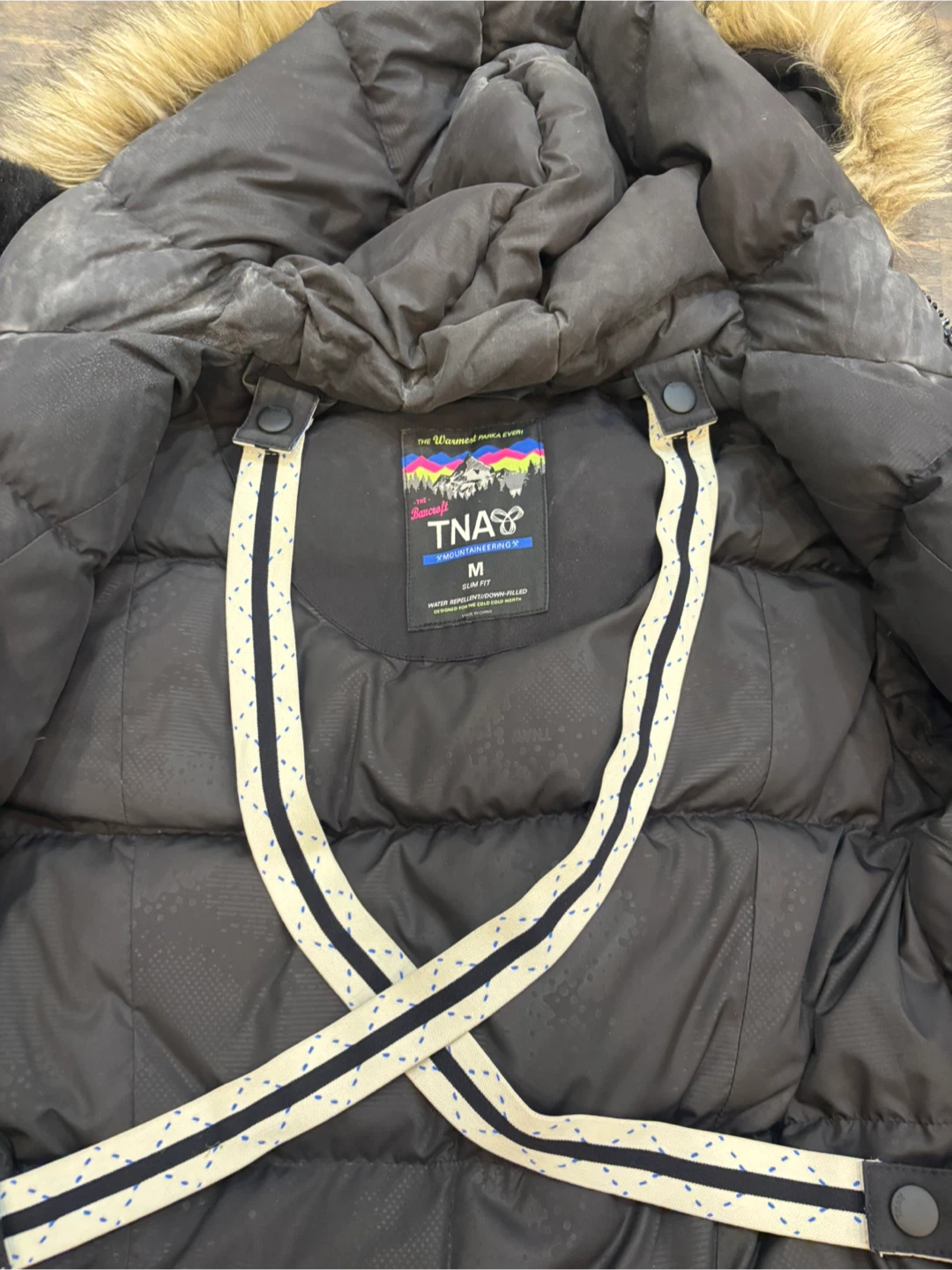 TNA Bancroft black parka with fur hood - Medium - photo 3
