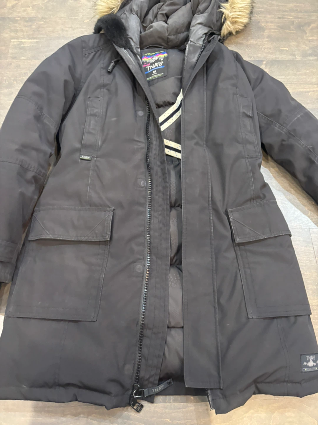 TNA Bancroft black parka with fur hood - Medium - photo 2
