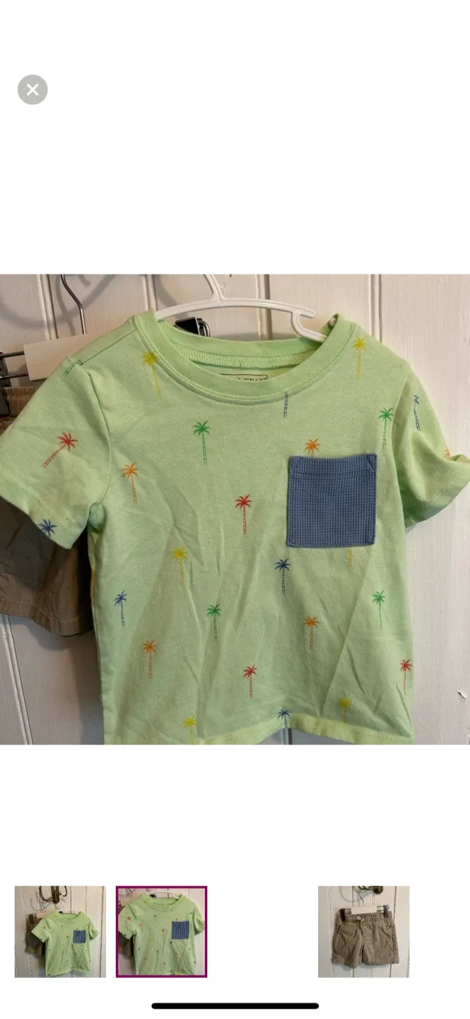 Kids' Outfit - Green Palm Tee & Shorts image indicator(2)