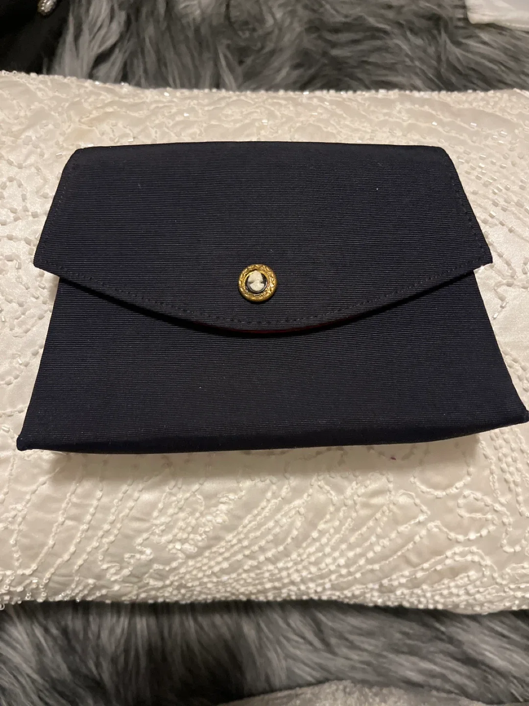 Vintage Cameo Black Clutch