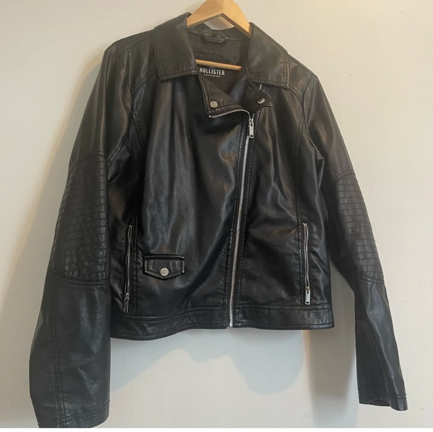 Hollister Black Faux Leather Jacket image indicator(2)