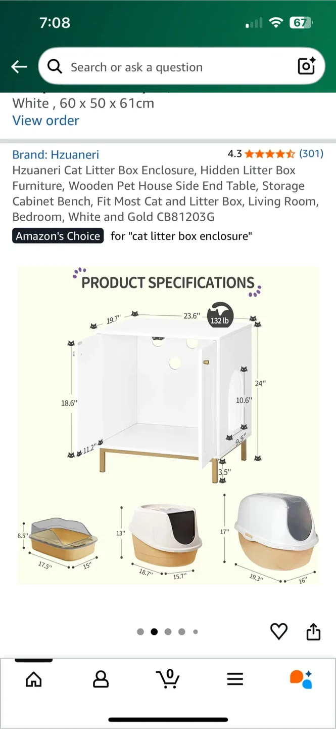 Cat Litter Box Enclosure - White & Gold image indicator(4)