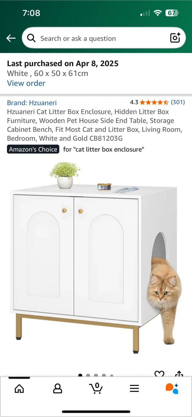 Cat Litter Box Enclosure - White & Gold image indicator(2)