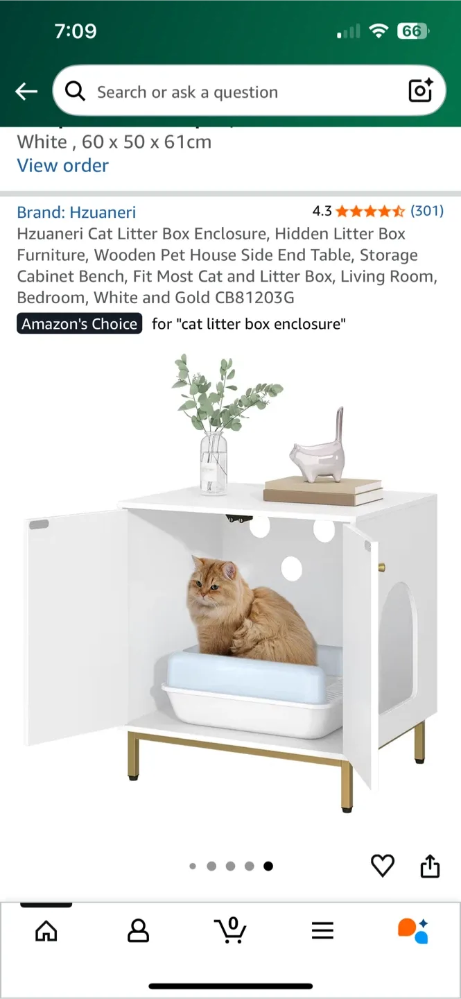 Cat Litter Box Enclosure - White & Gold image indicator(3)