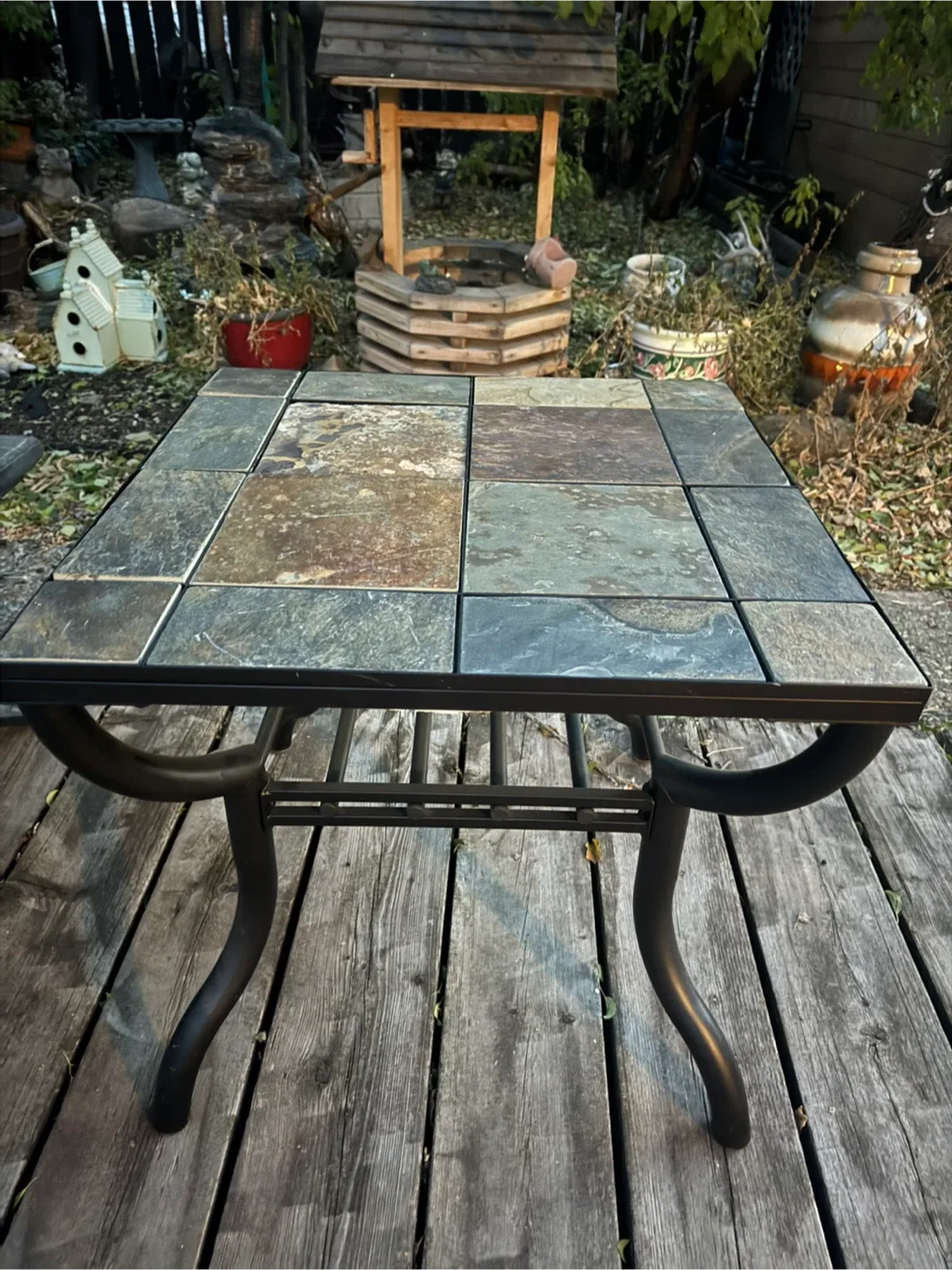 Slate Tile Top Metal Outdoor Table 28"x28"