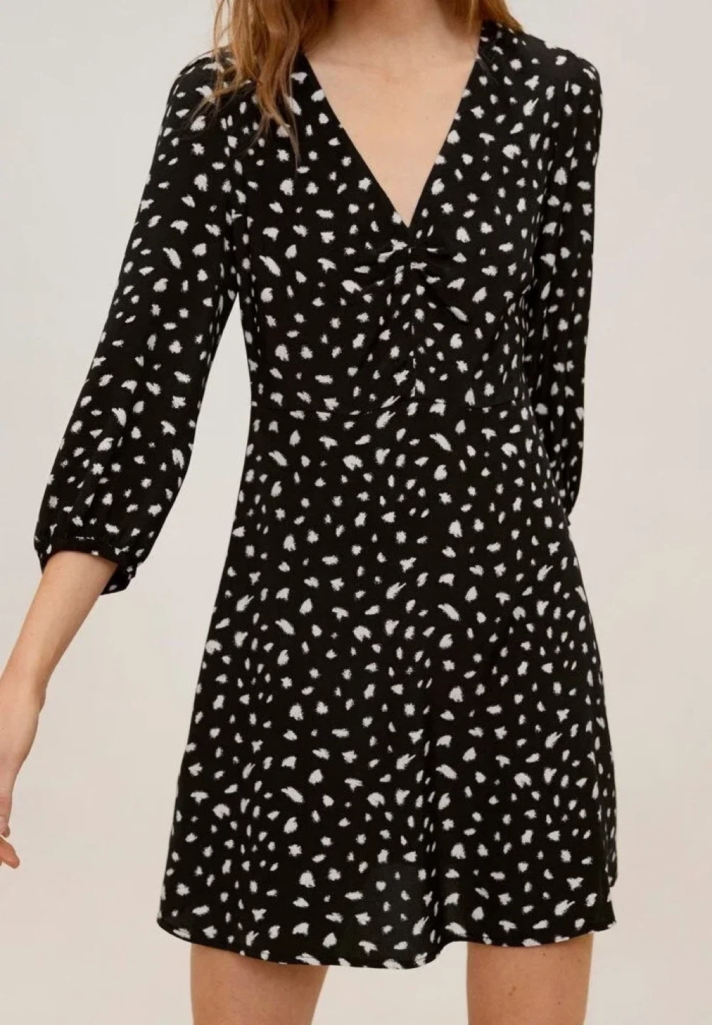Mango Black & White Print Mini Dress