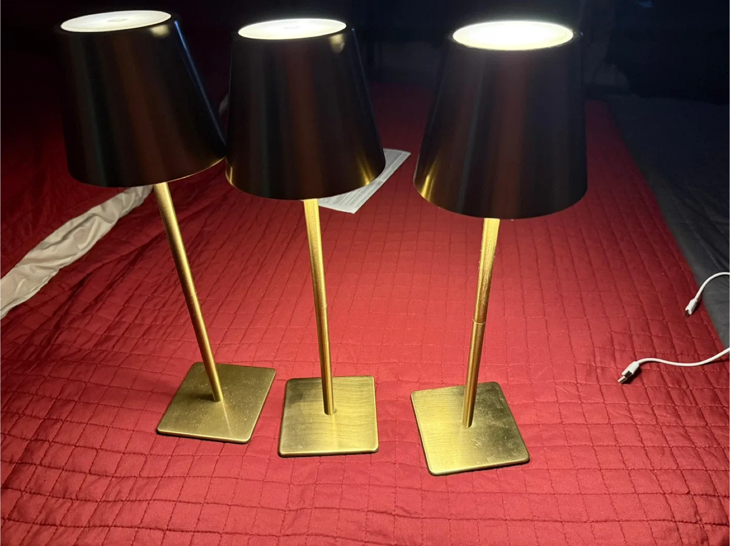 Set of 3 Gold Table Lamps image indicator(2)
