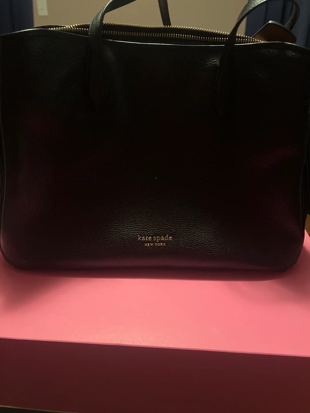 Kate Spade Black Leather Tote Bag thumbnail