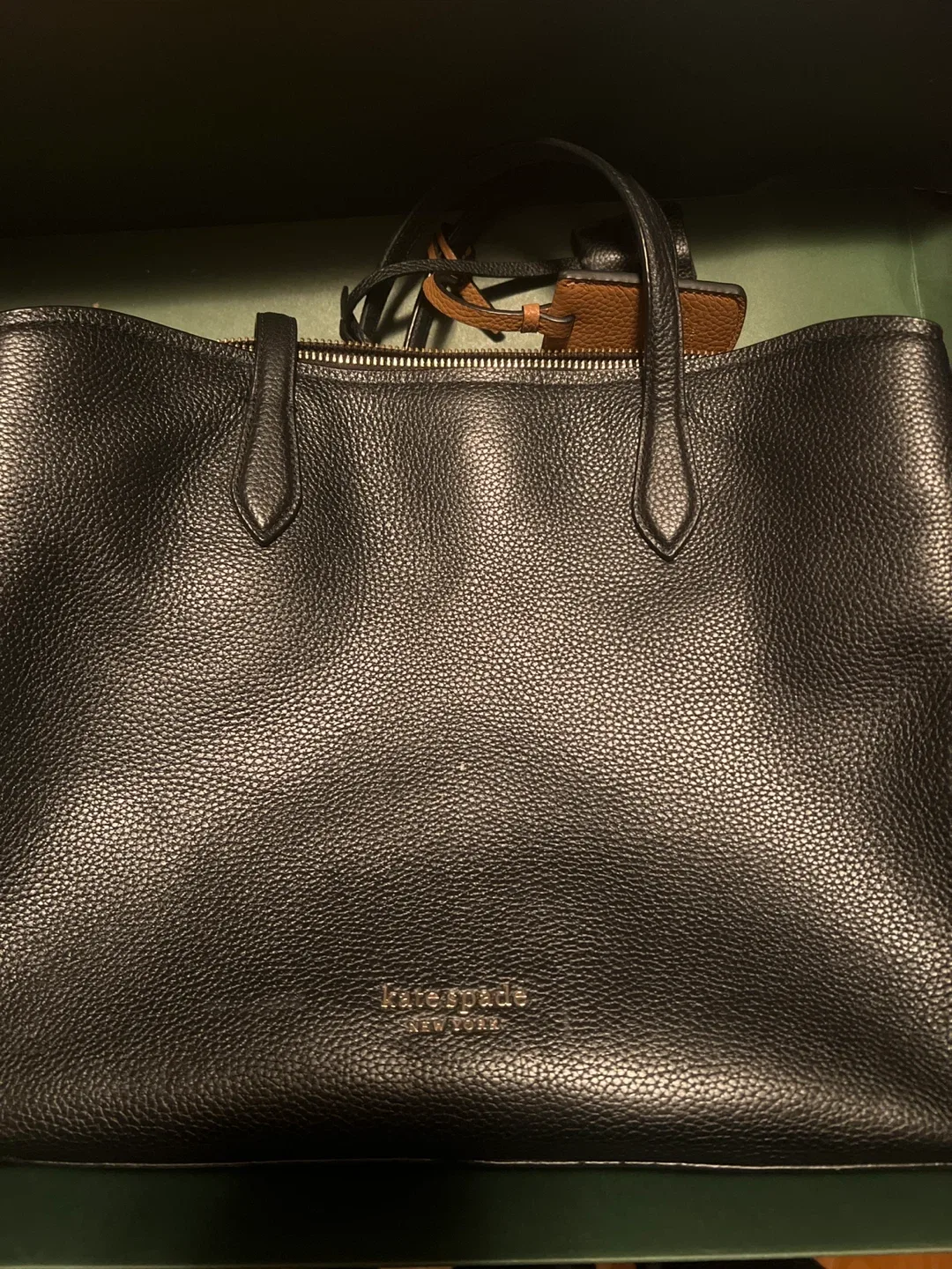 Kate Spade Black Leather Tote Bag image indicator(4)