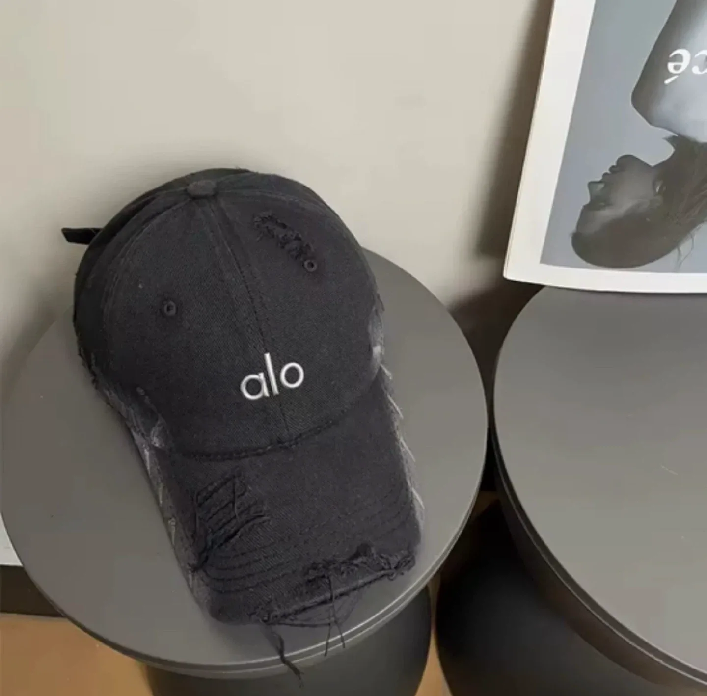 Alo Distressed Black Baseball Cap thumbnail