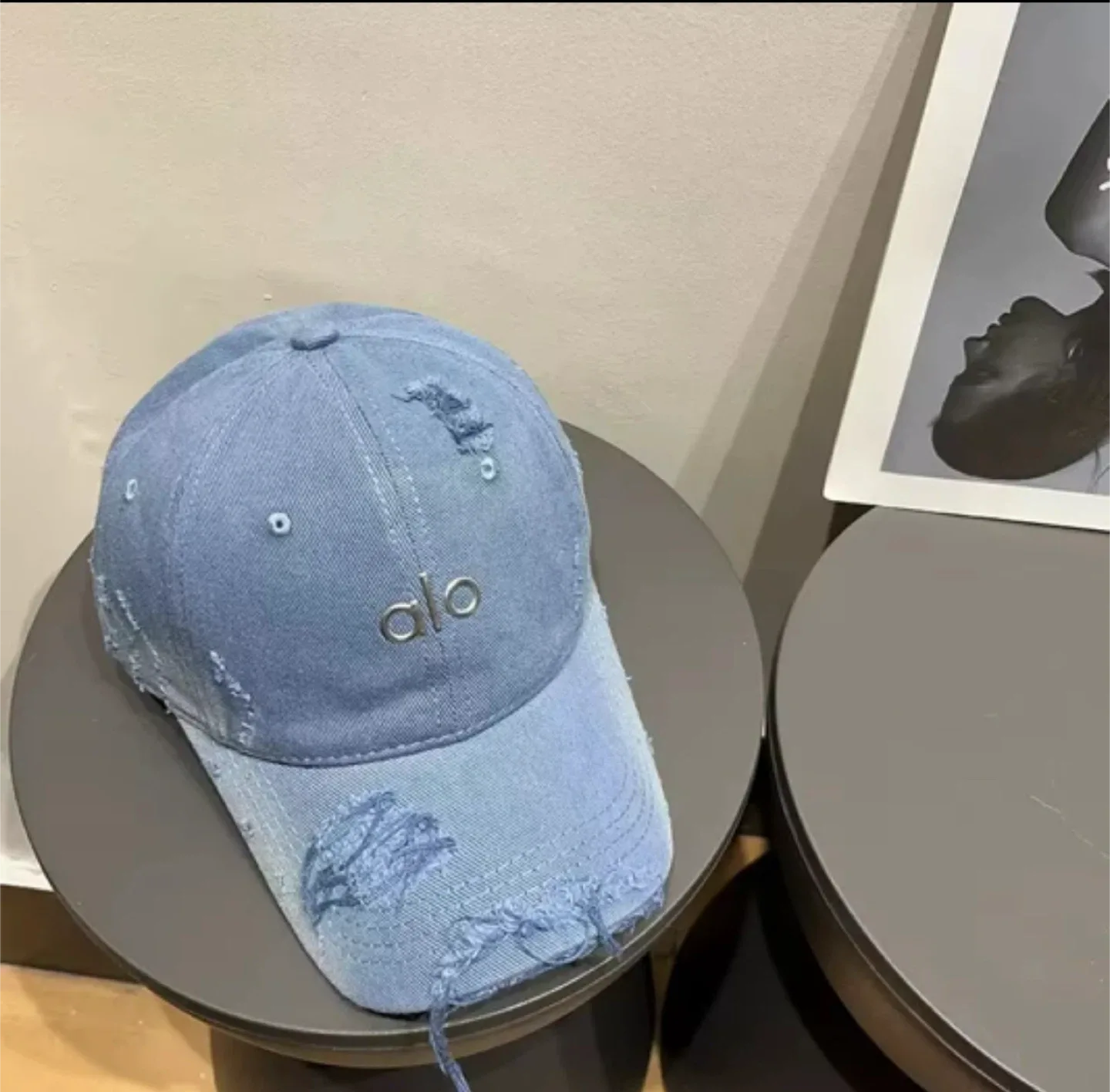 ALO Distressed Denim Baseball Cap thumbnail