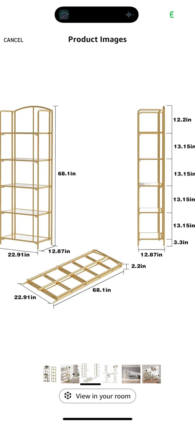 NEW Crofty gold 5 tier no assembly collapsible shelving unit image indicator(5)