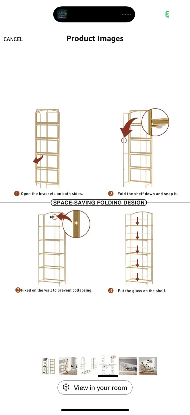 NEW Crofty gold 5 tier no assembly collapsible shelving unit image indicator(4)