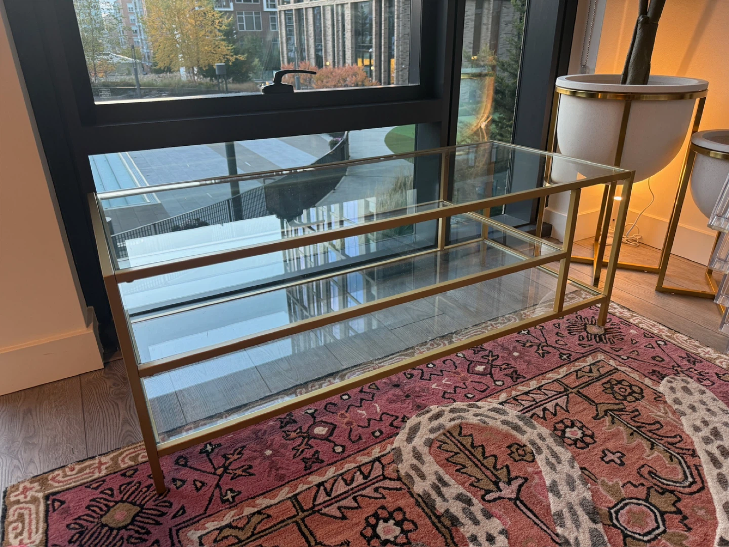 NEW 46”L gold 3 tier coffee table