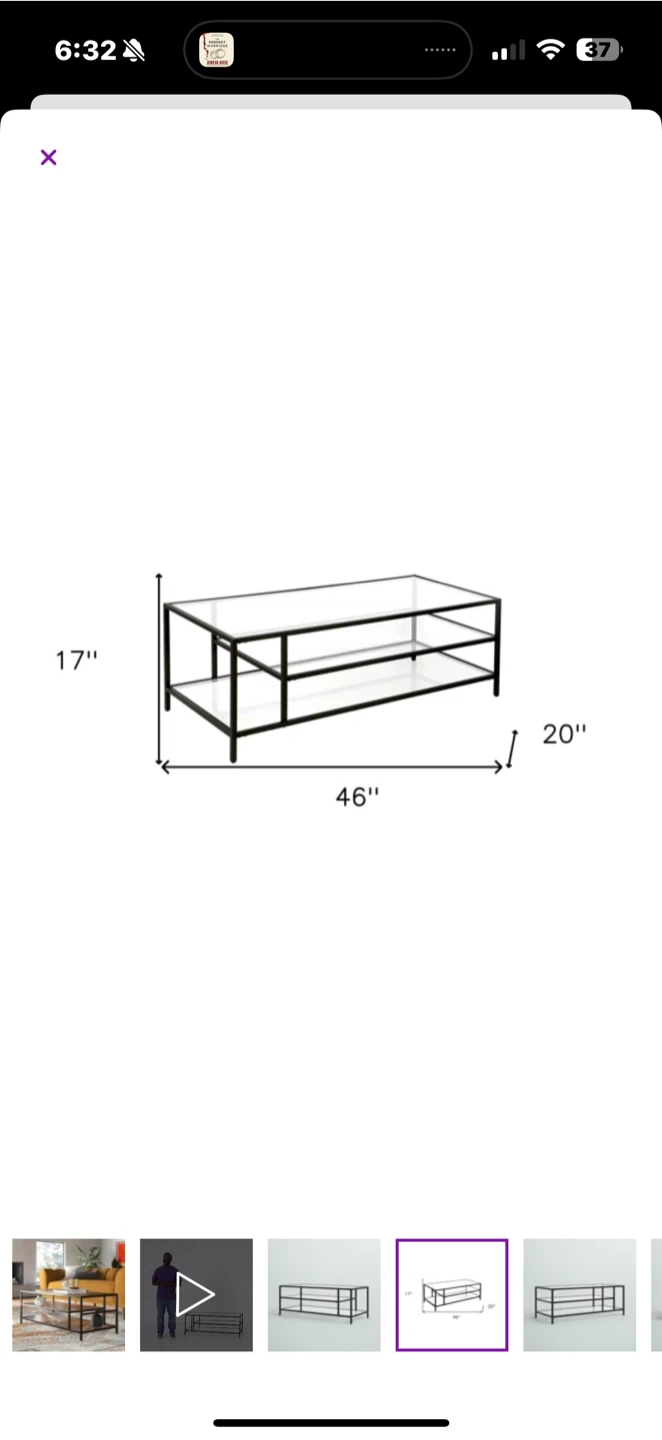 NEW 46”L gold 3 tier coffee table - photo 4