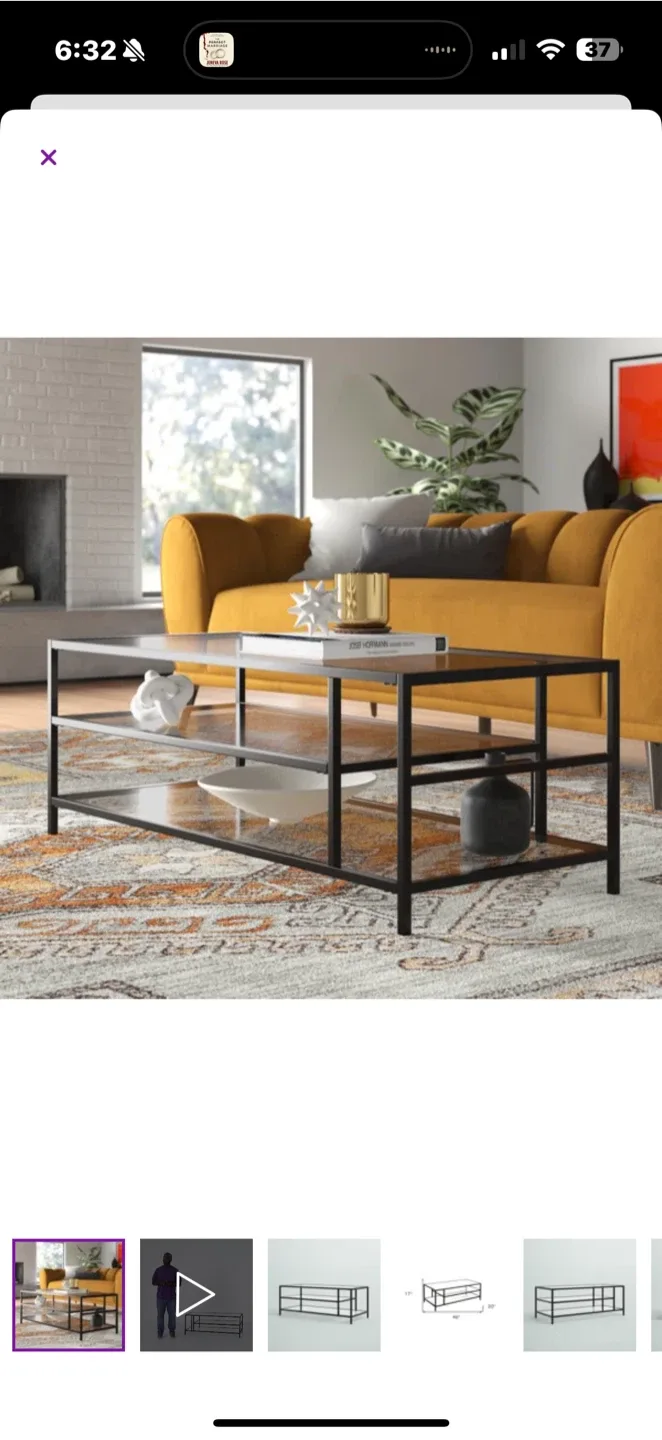 NEW 46”L gold 3 tier coffee table image indicator(3)