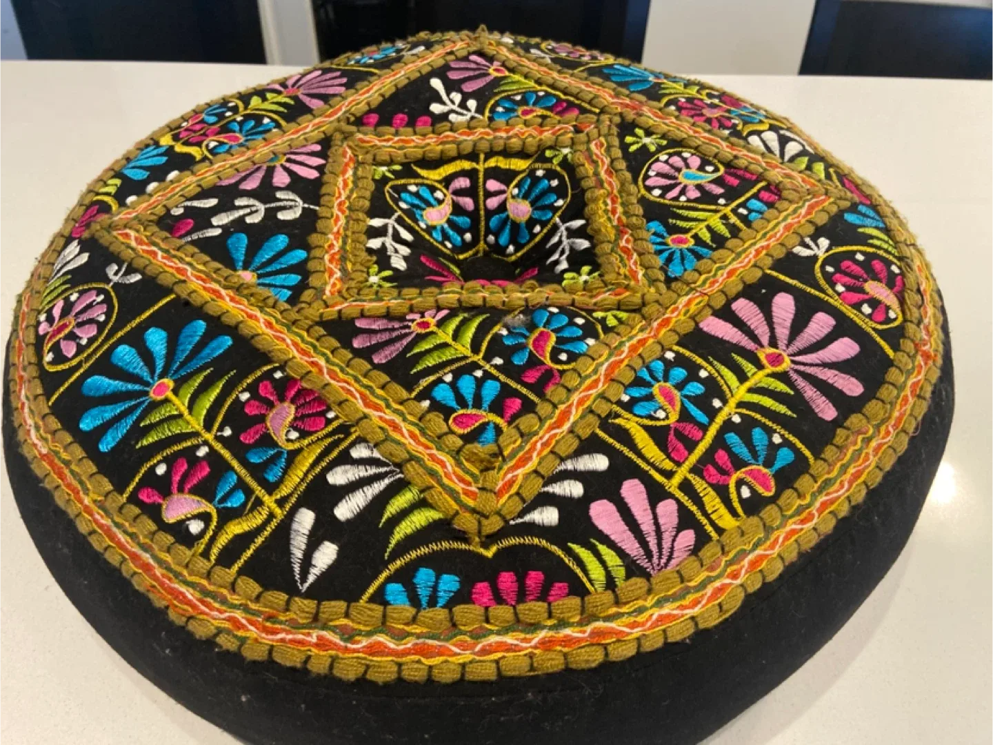 Embroidered Floral Pattern Yoga Pillow