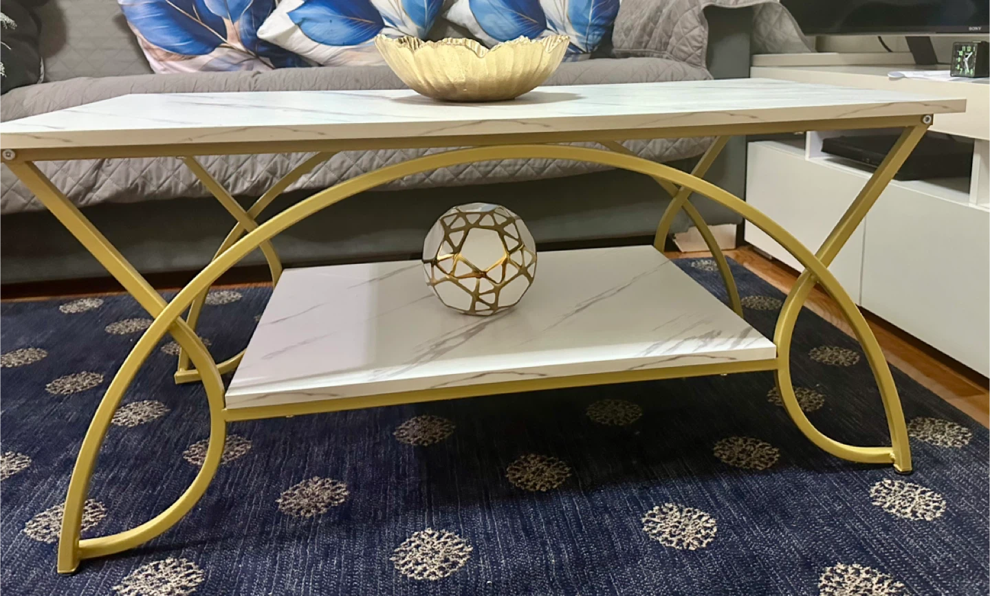 Coffee Table - White Marble & Gold - photo 3