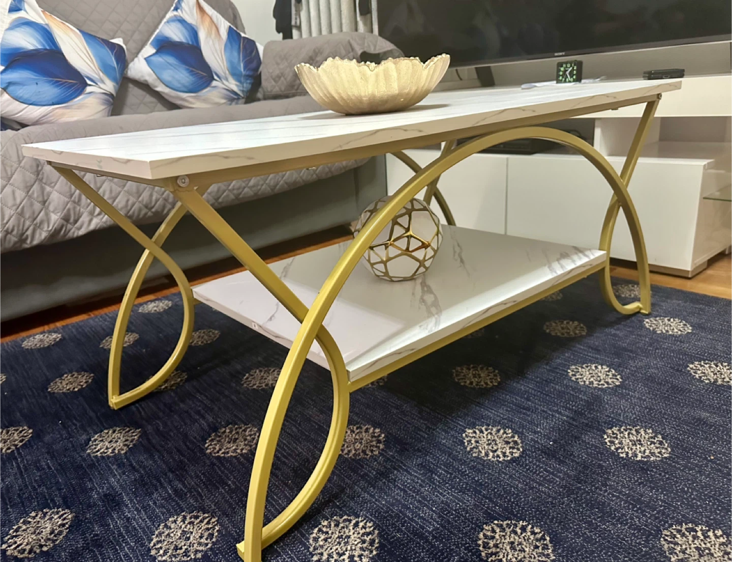 Coffee Table - White Marble & Gold - photo 2