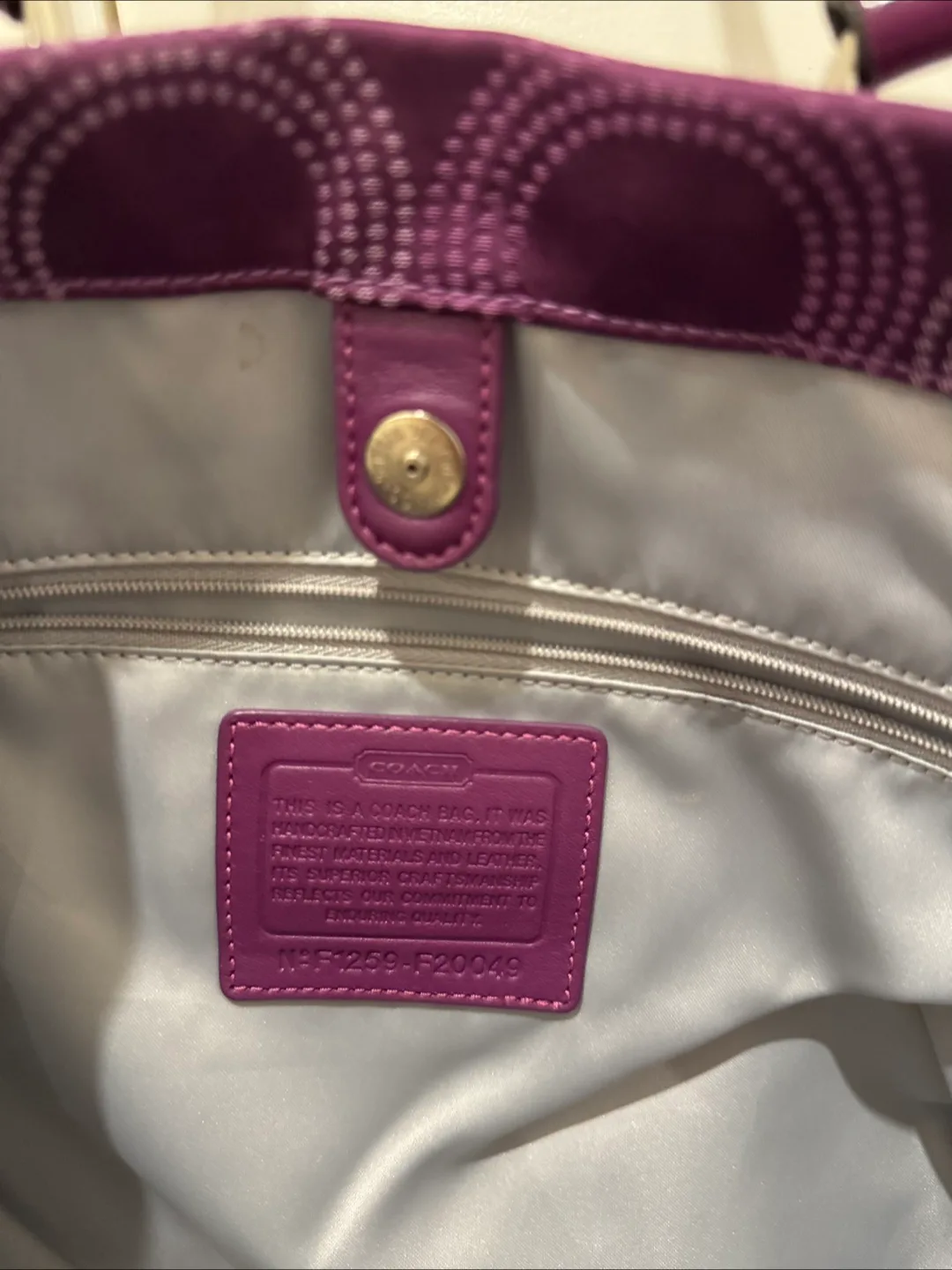 Coach Purple Tote Bag - Excellent Condition image indicator(2)