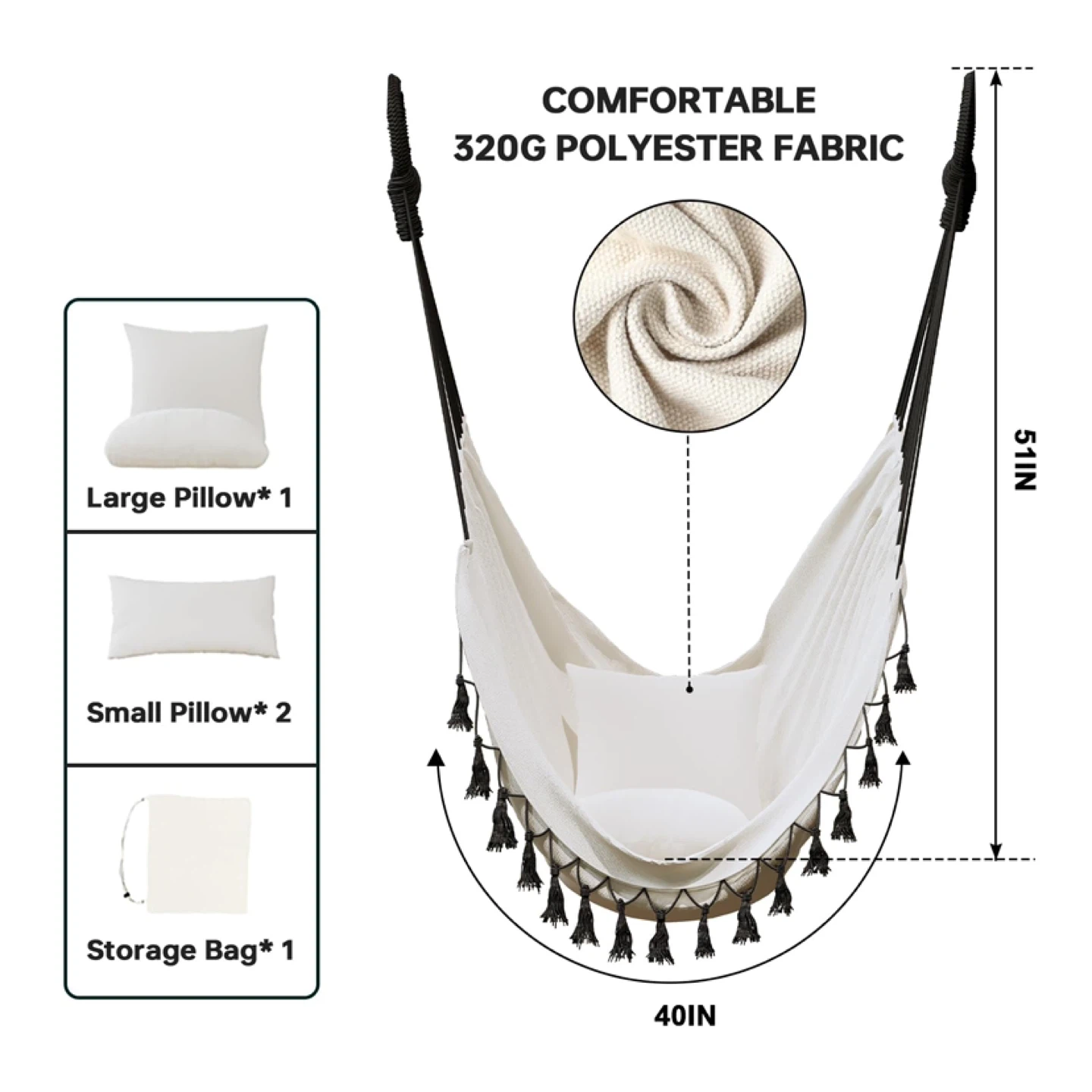 Hammock Chair with Stand, Swing Stand with Hanging Swing - photo 4