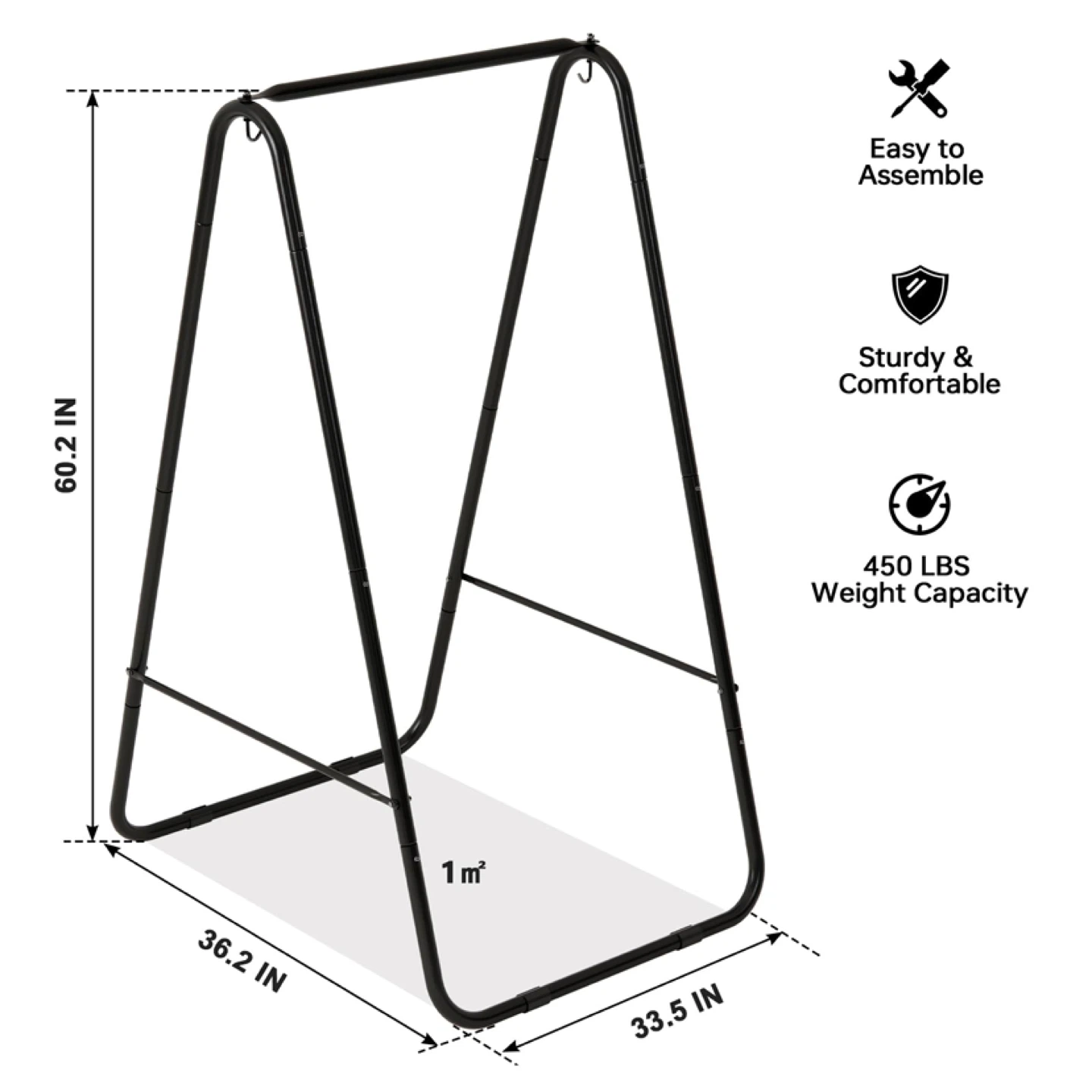 Hammock Chair with Stand, Swing Stand with Hanging Swing - photo 3