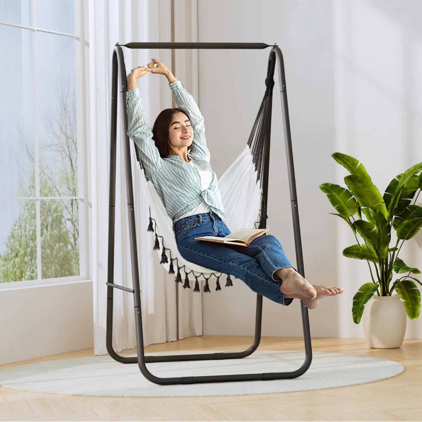 Hammock Chair with Stand, Swing Stand with Hanging Swing image indicator(2)