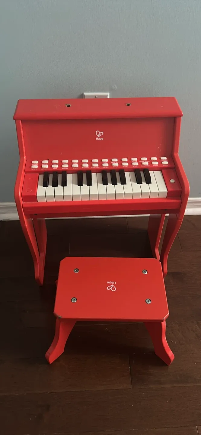Hape Red Toy Piano with Bench