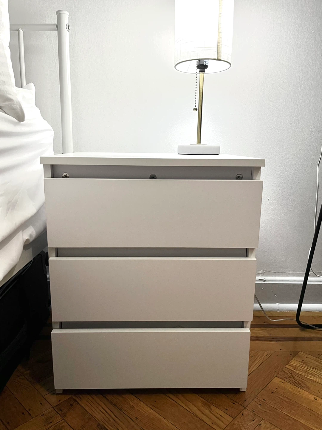 White Nightstand with 3 drawers