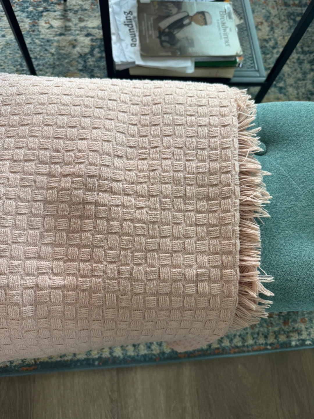 IKEA Pink Cotton Throw Blanket (51x67")