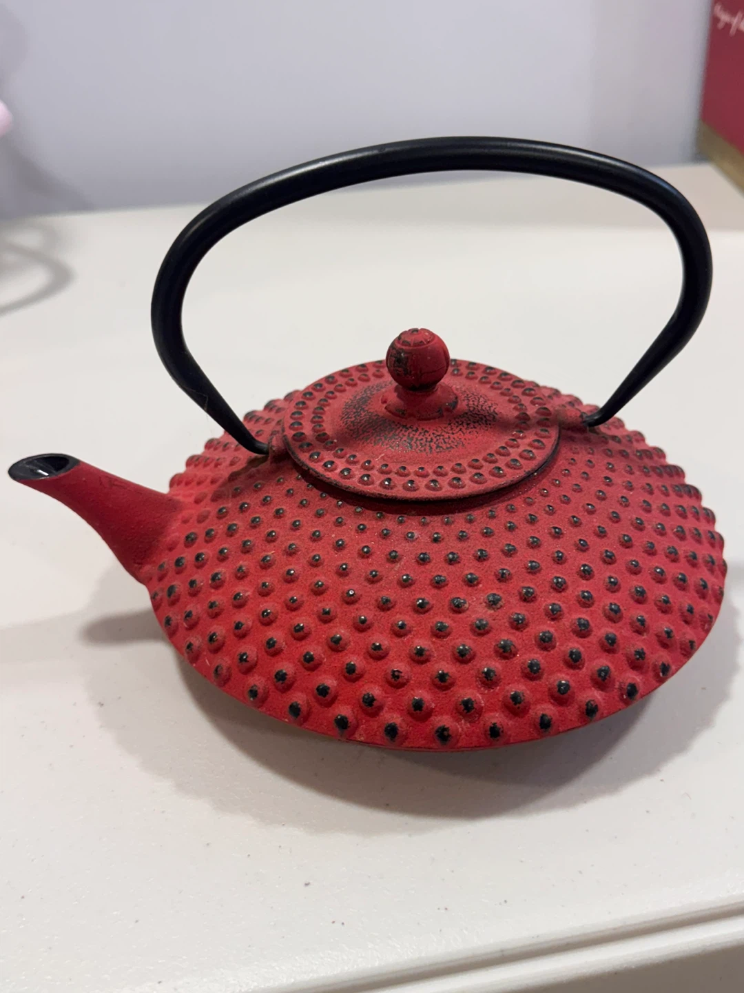 Red Cast Iron Teapot