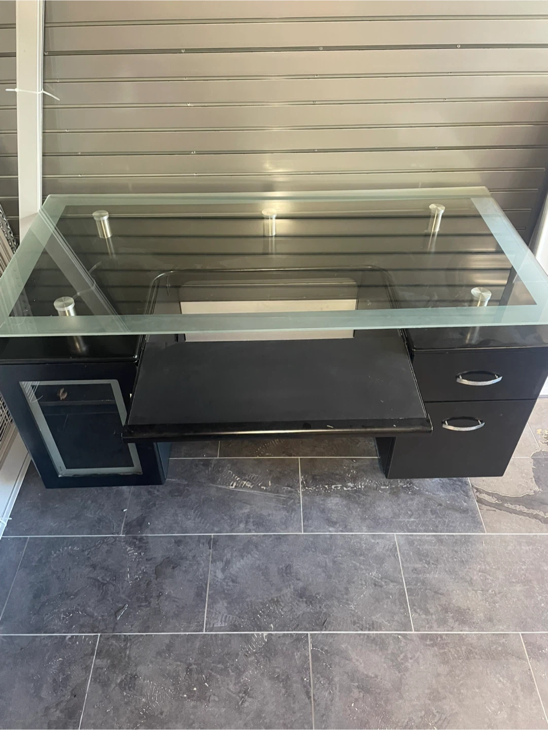 Black Glass Top Desk - photo 2