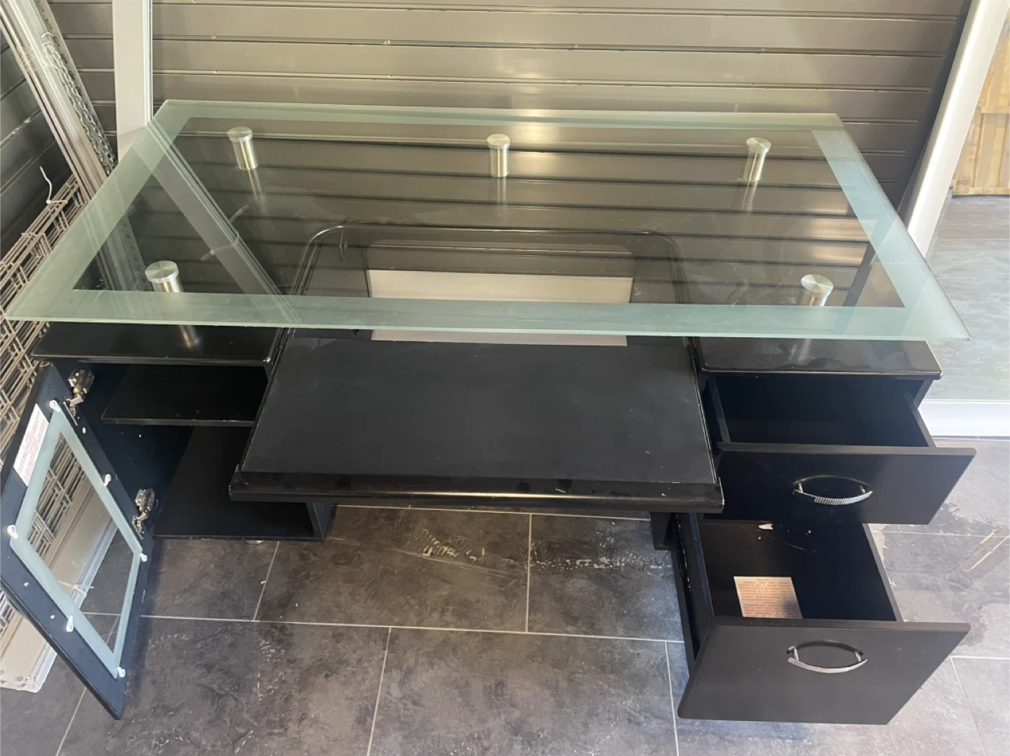 Black Glass Top Desk - photo 3