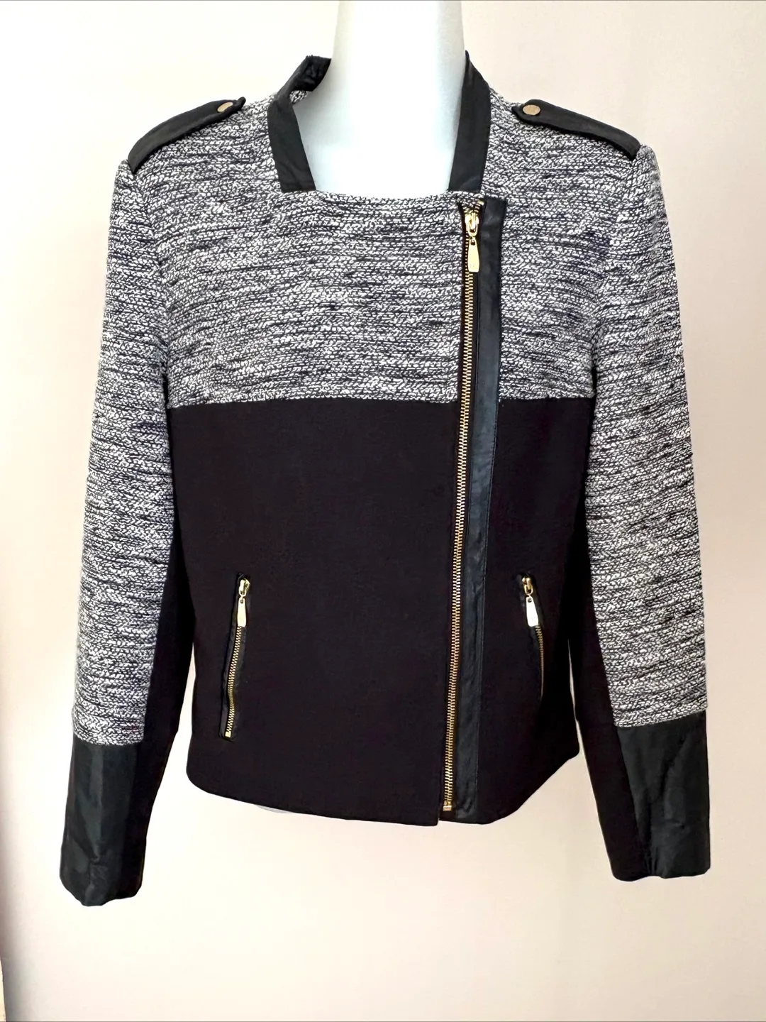 Nygard Black & White Tweed Moto Jacket image indicator(8)