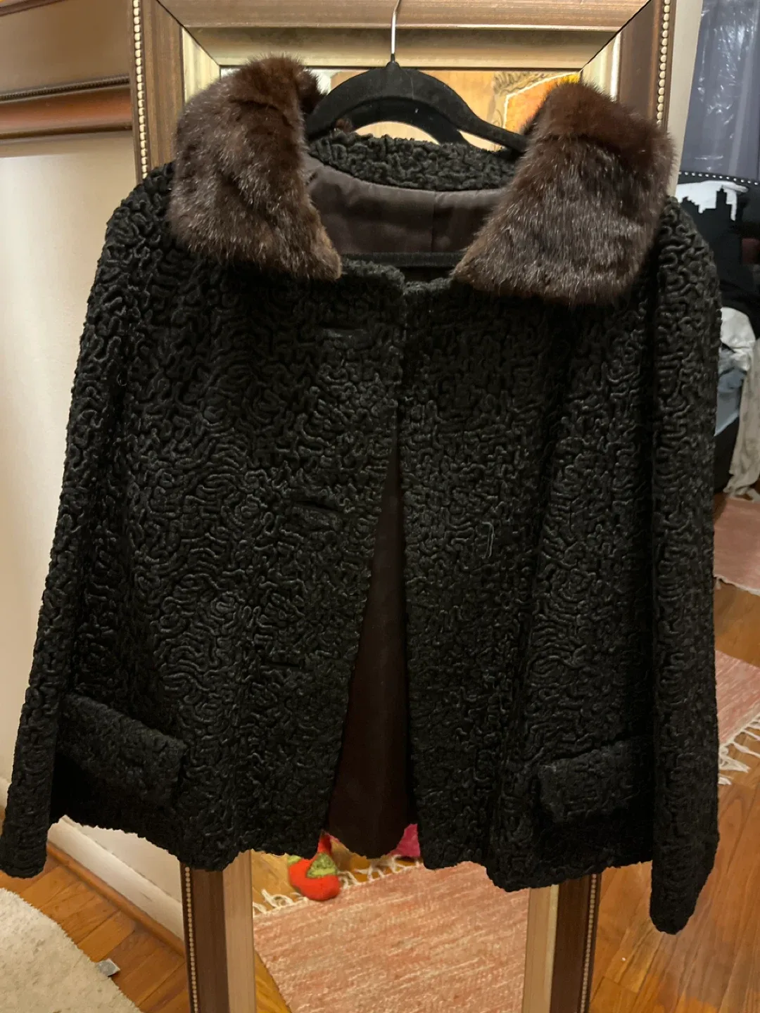 Astrakan Lepshire Black Fur Collar Coat
