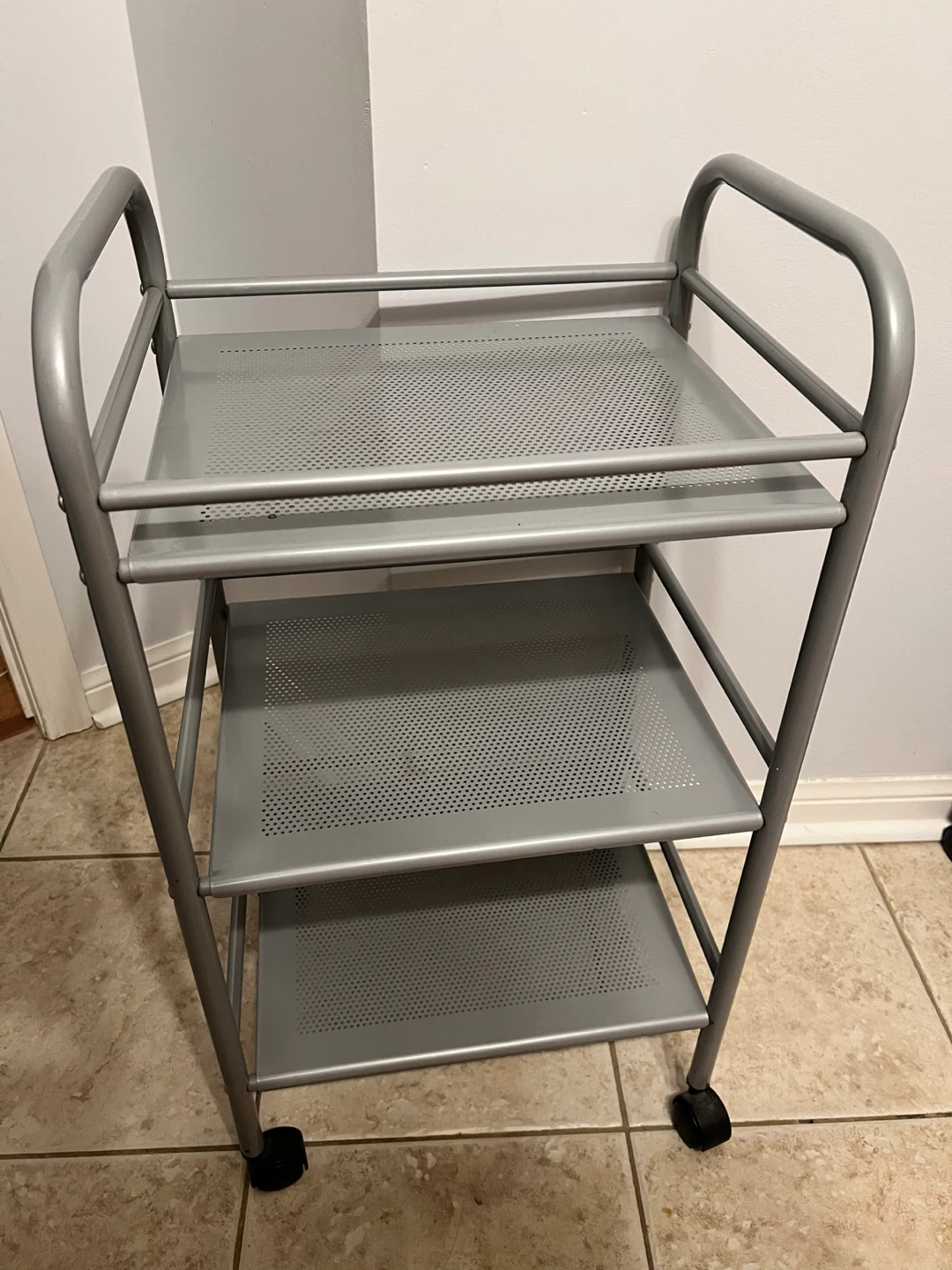 Grey Rolling Cart - 3 Tier