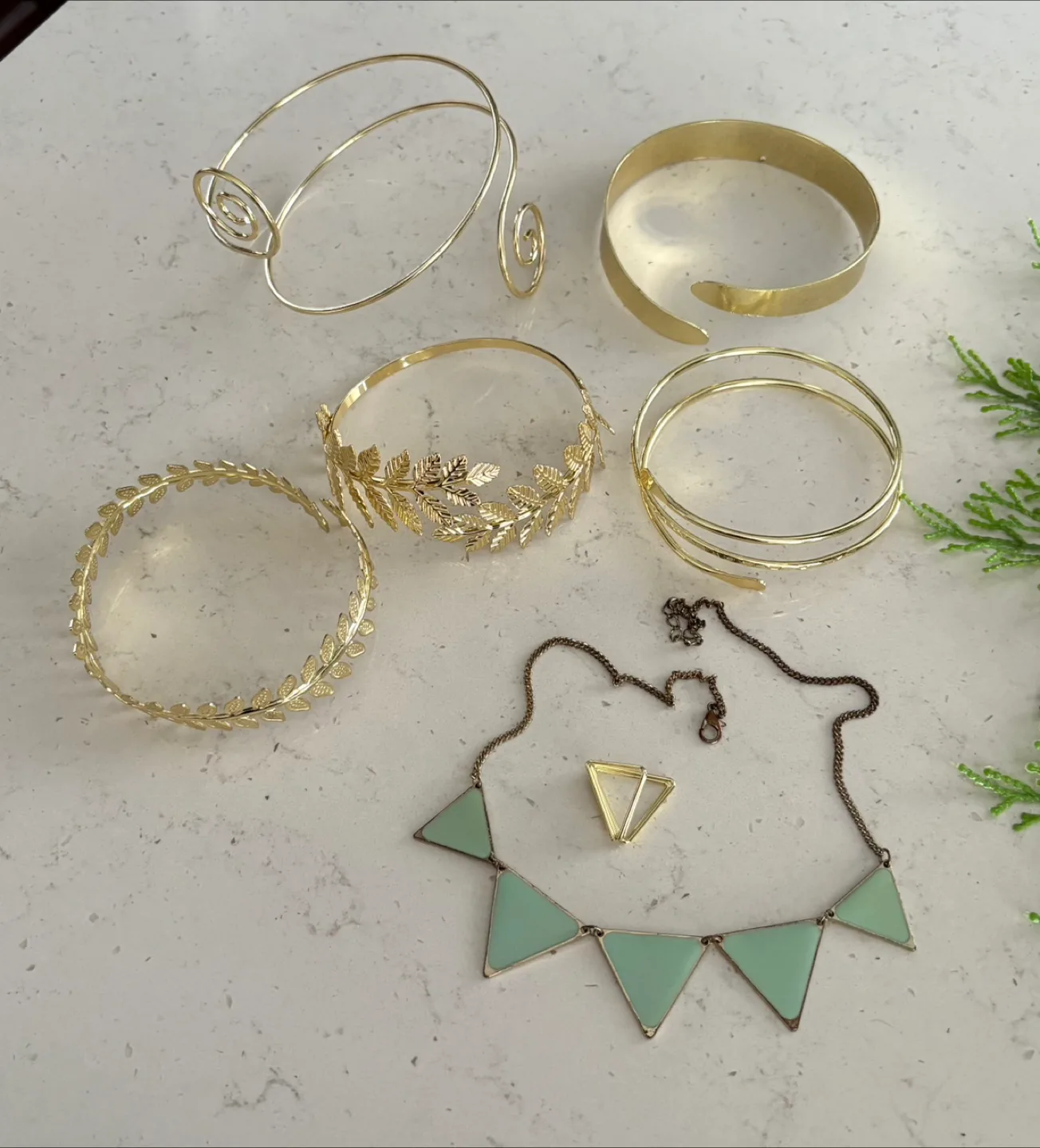 Gold Tone Arm Cuffs & Necklace image indicator(6)