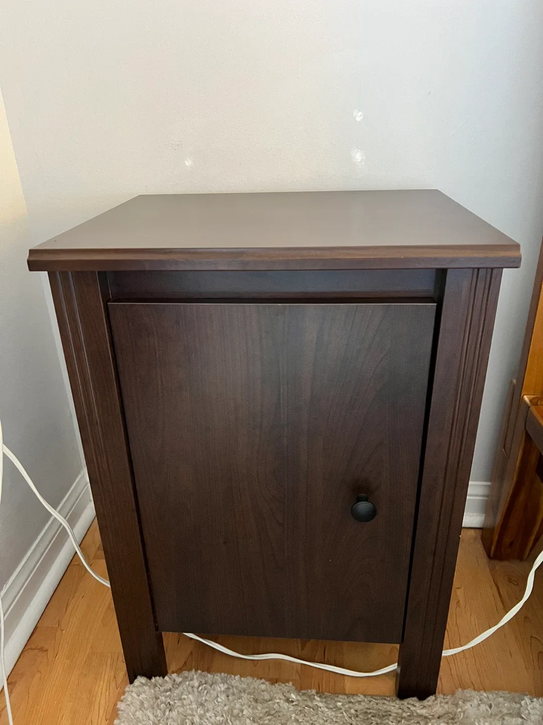 Dark Brown Wood Nightstand with Door