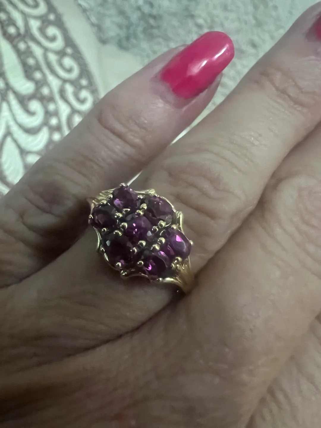 10 k pink garnets ring