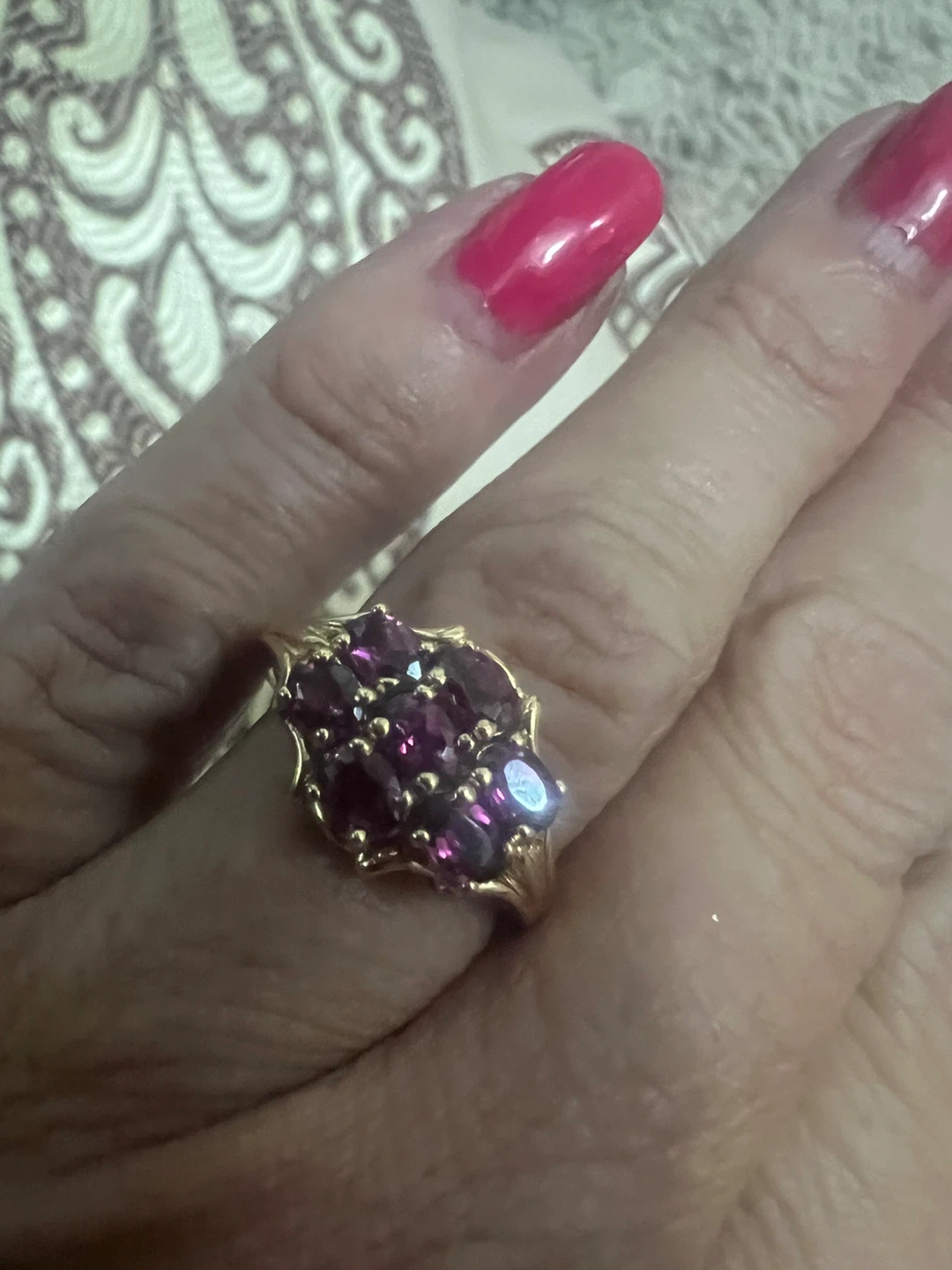 10 k pink garnets ring - photo 2