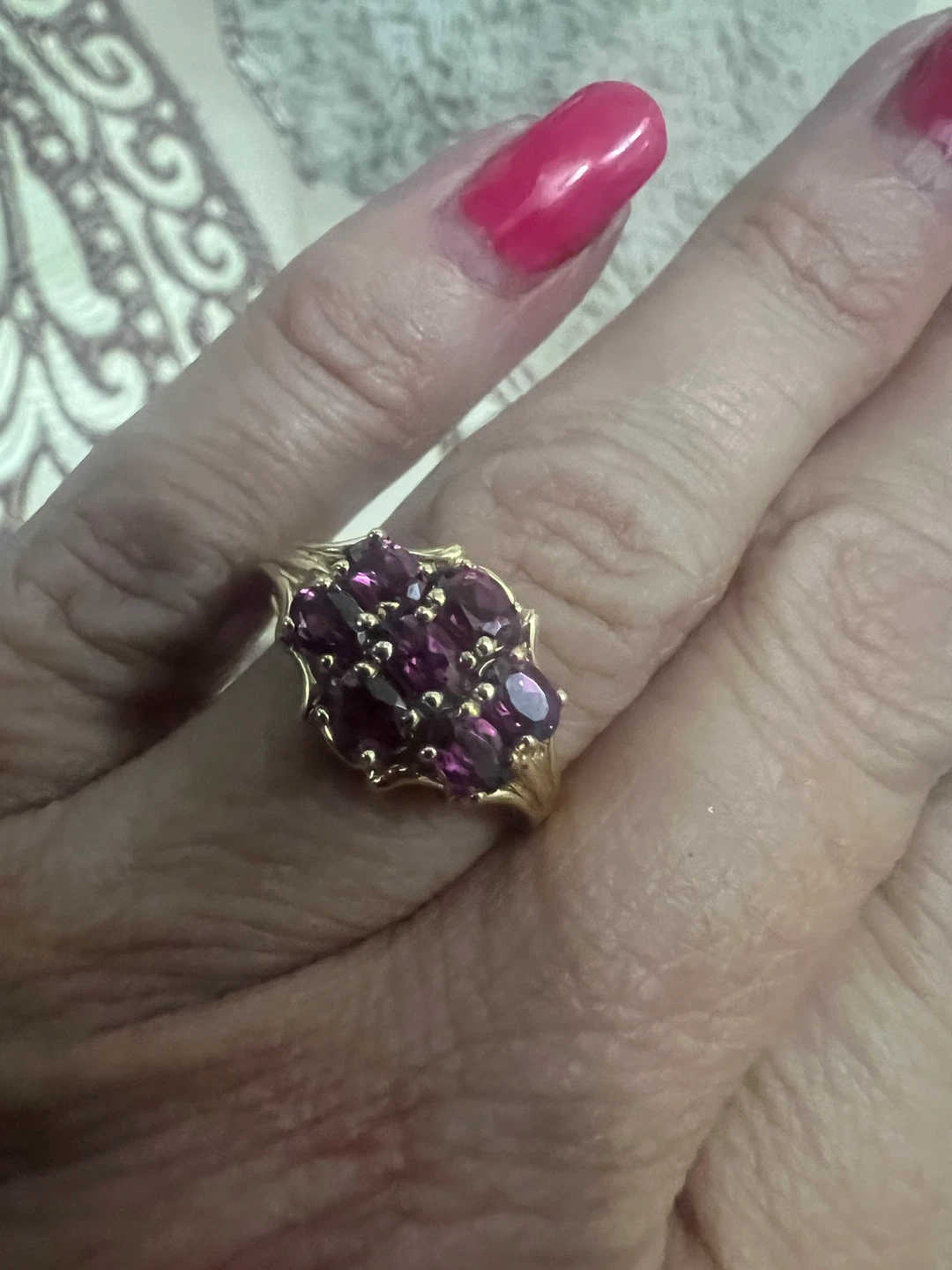 10 k pink garnets ring - photo 4