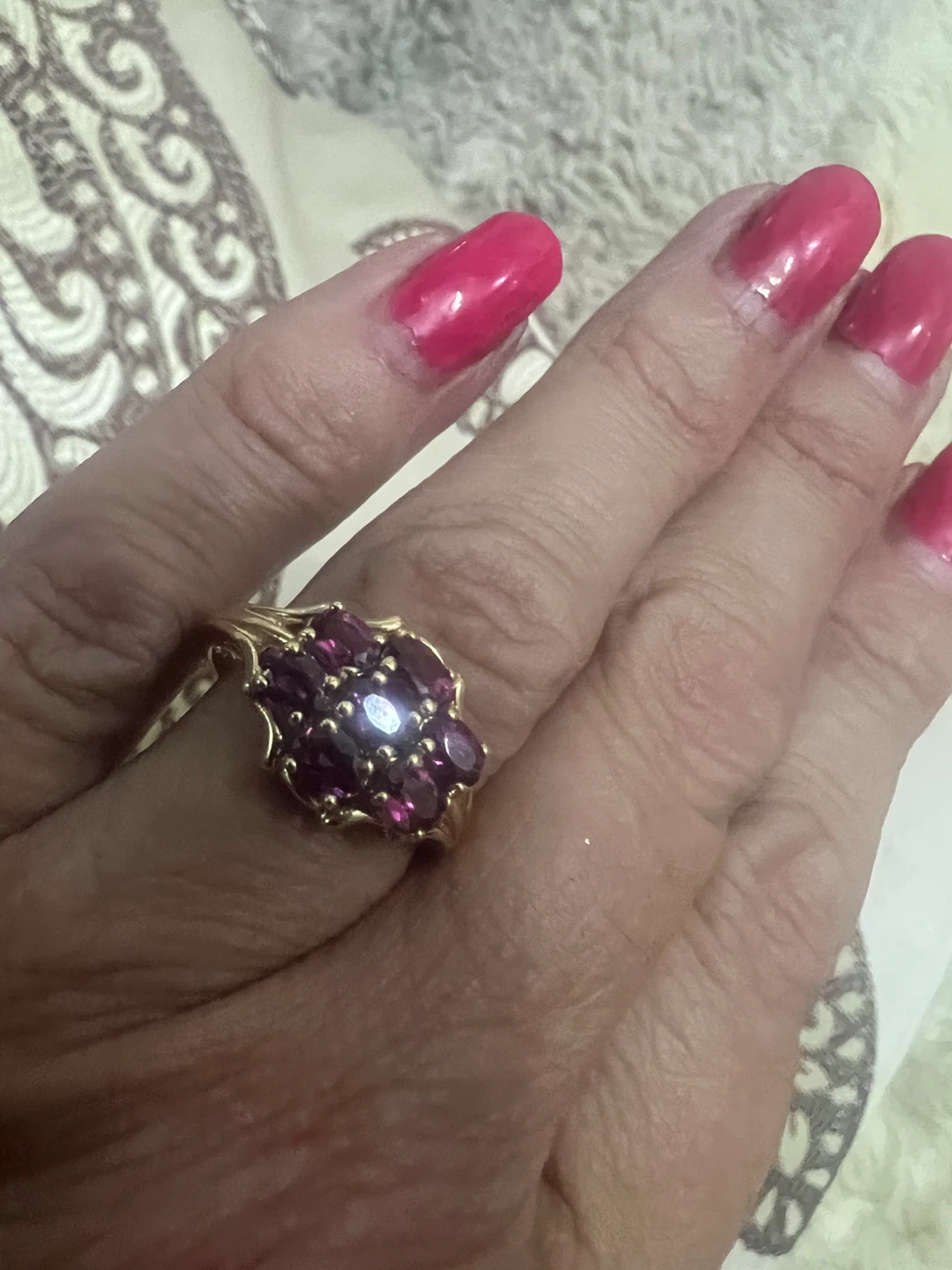 10 k pink garnets ring - photo 5