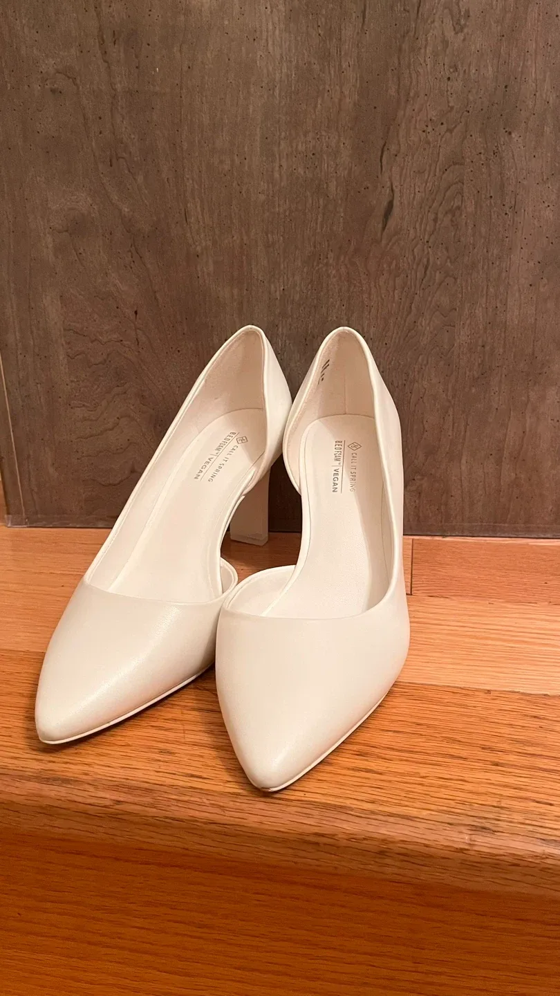 Call It Spring Vegan White Heels - Size 7.5