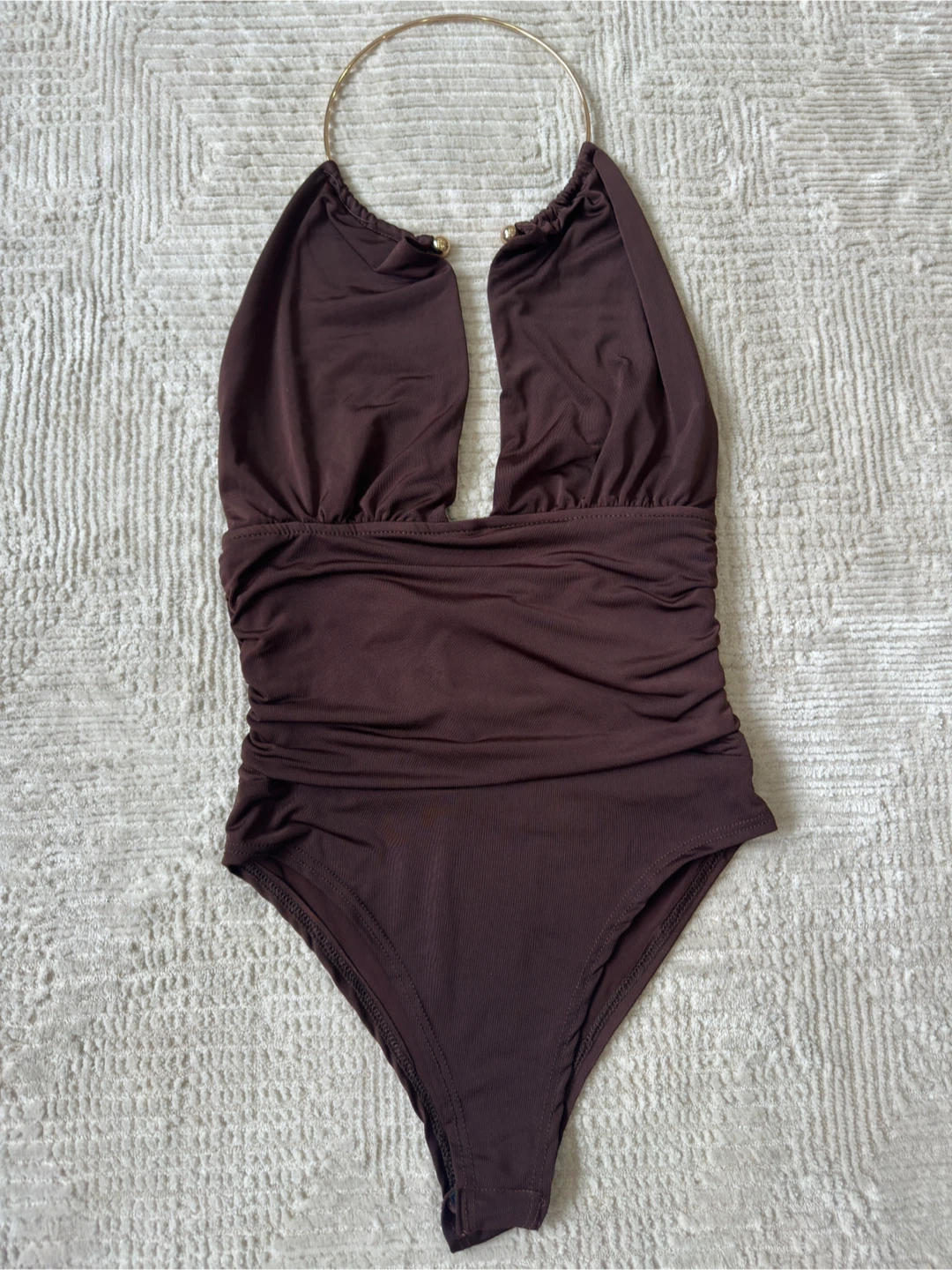 New Fashion Nova Brown Halter Neck One-Piece