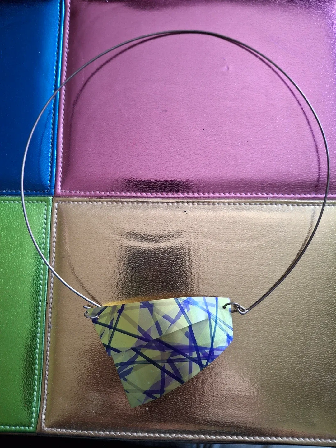 Geometric metal statement necklace image indicator(2)