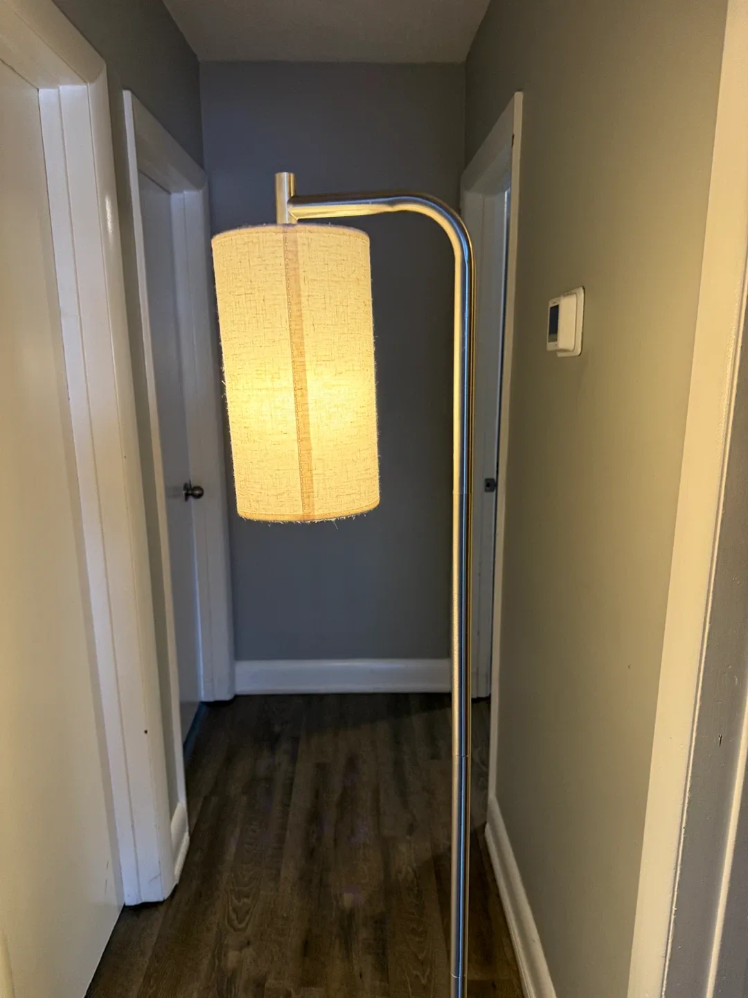 Silver Floor Lamp with Linen Shade image indicator(6)