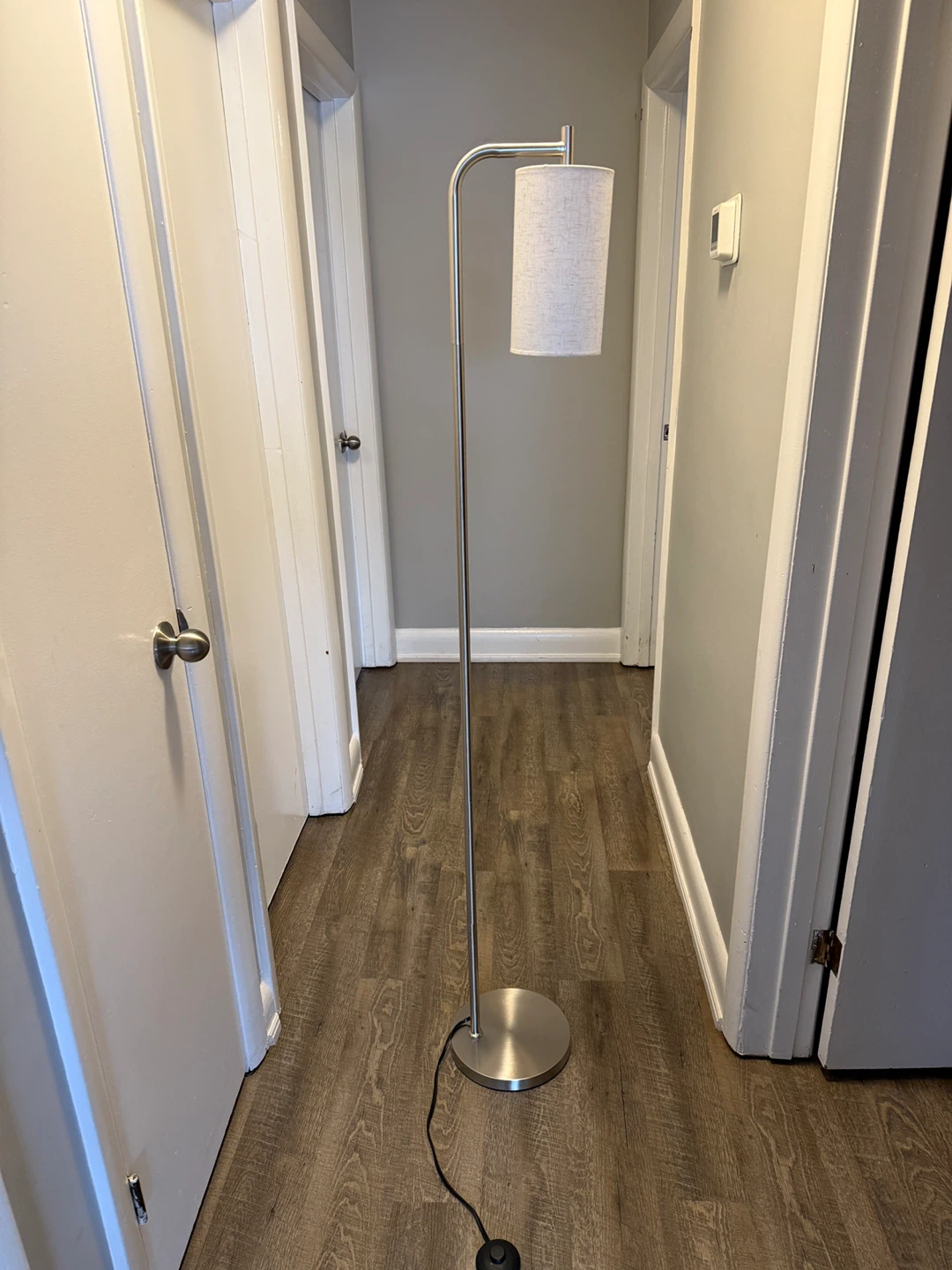 Silver Floor Lamp with Linen Shade
